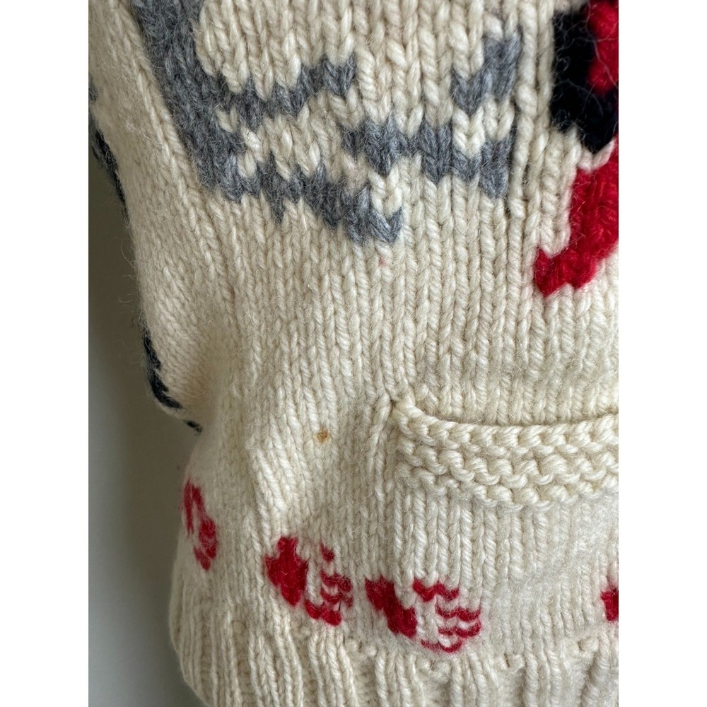 RARE Vintage 1950s Wolf Mary Maxim Cowichan Sweater Wool 100% Large - Picture 5 of 16